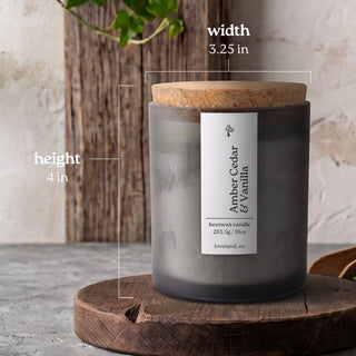 Amber Cedar & Vanilla 10 oz candle dimensions