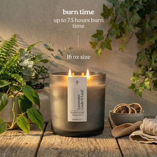 Lavender Cade & Leaf 16 oz candle burn time