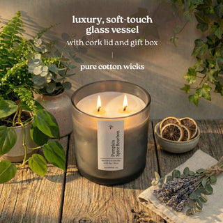 Pumpkin Spice Bourbon candle soft-touch glass vessel with cotton wicks